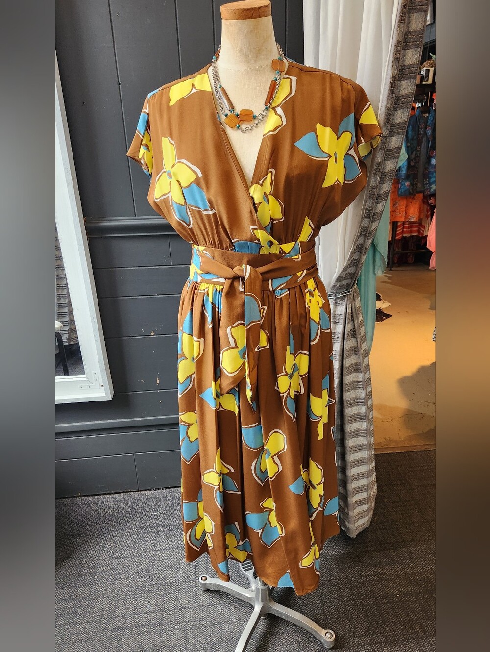 No. 6 Store Brown Silk Wrap dress